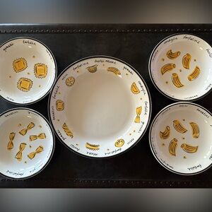 Vintage Pottery Barn Pasta Bowls & Serving Dish Set Made in Italy